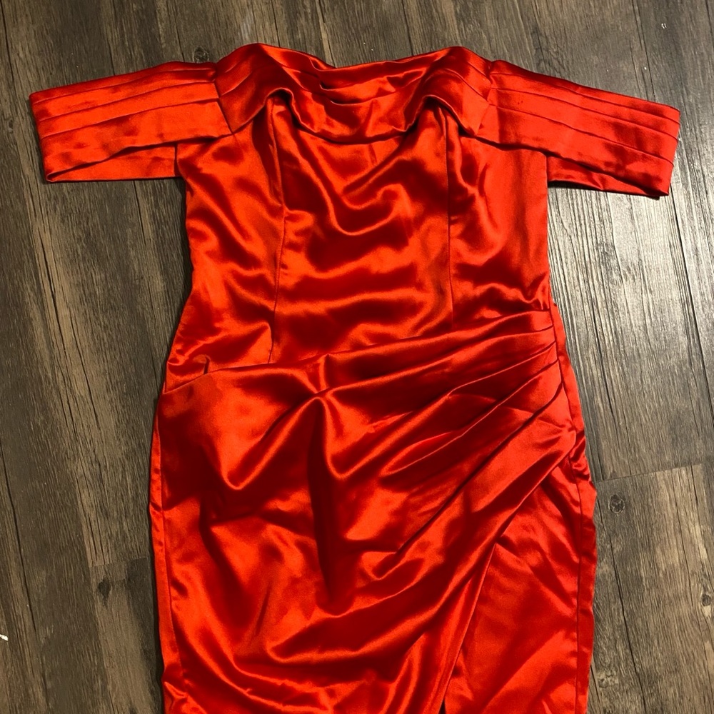 Red Satin maxi dress